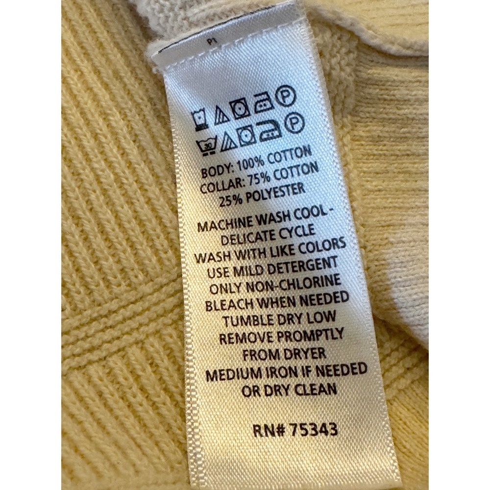 Joie Cream Ribbed Cotton Blend V-Neck Polo Sweater Medium - Picture 5 of 6